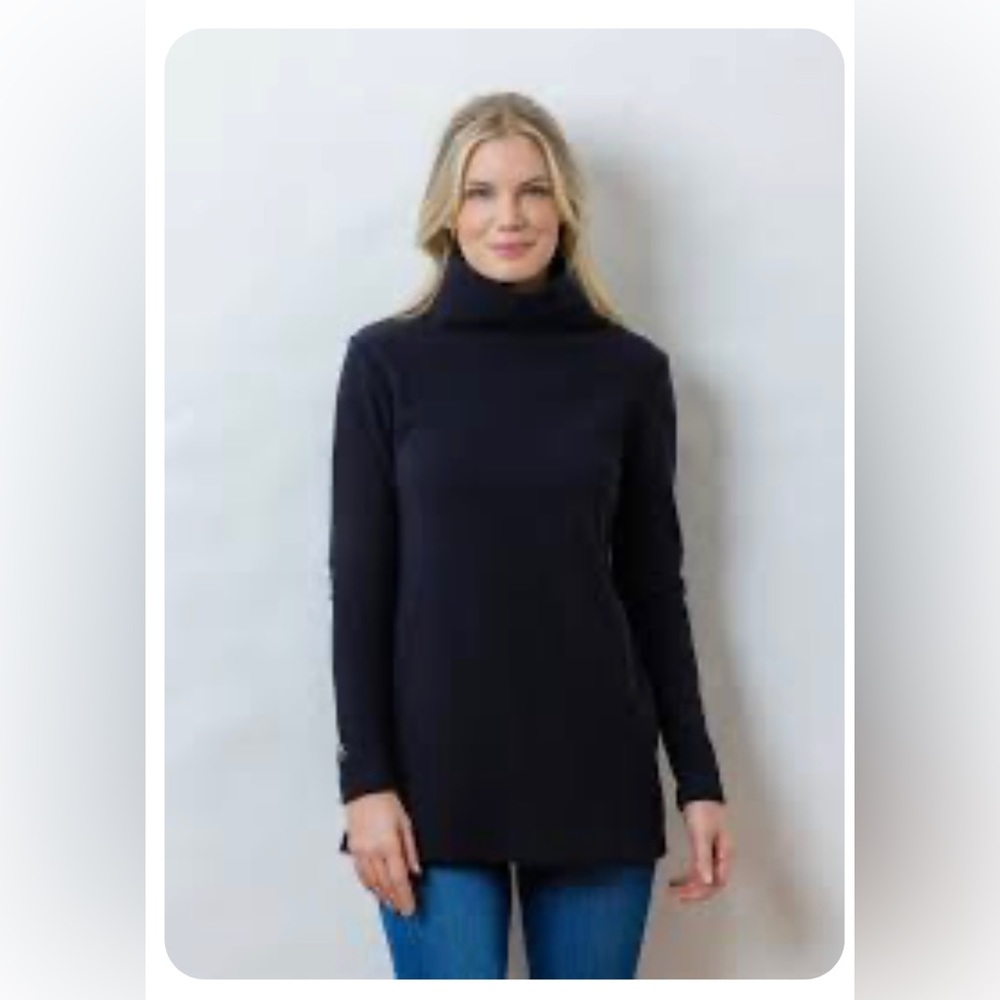 Dudley Stephens Cobble Hill Turtleneck in black terry fleece sz large